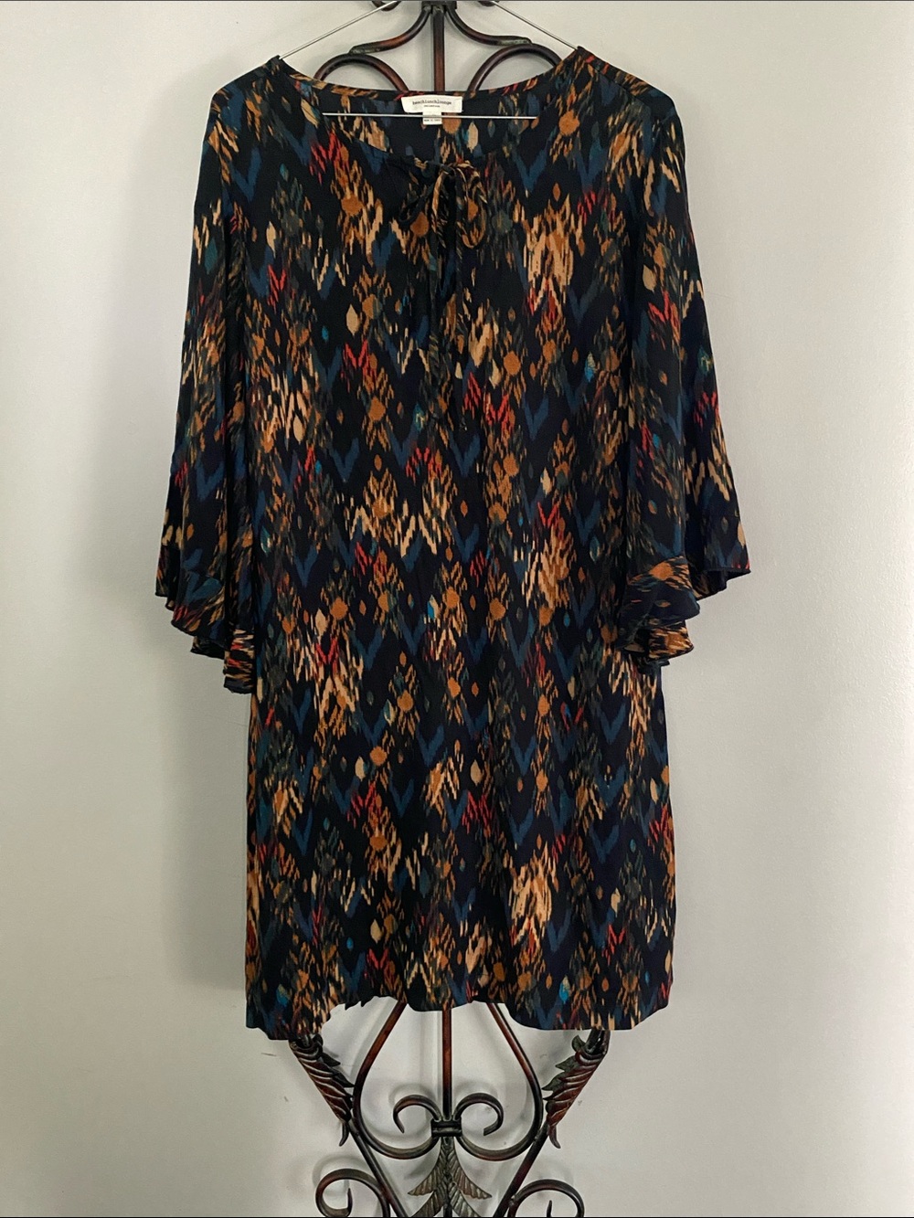 beachlunchlounge Navy Multicolor Print Long Sleeve Dress
